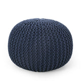 Bordeaux - Knitted Cotton Round Pouf Ottoman, Floor Cushion