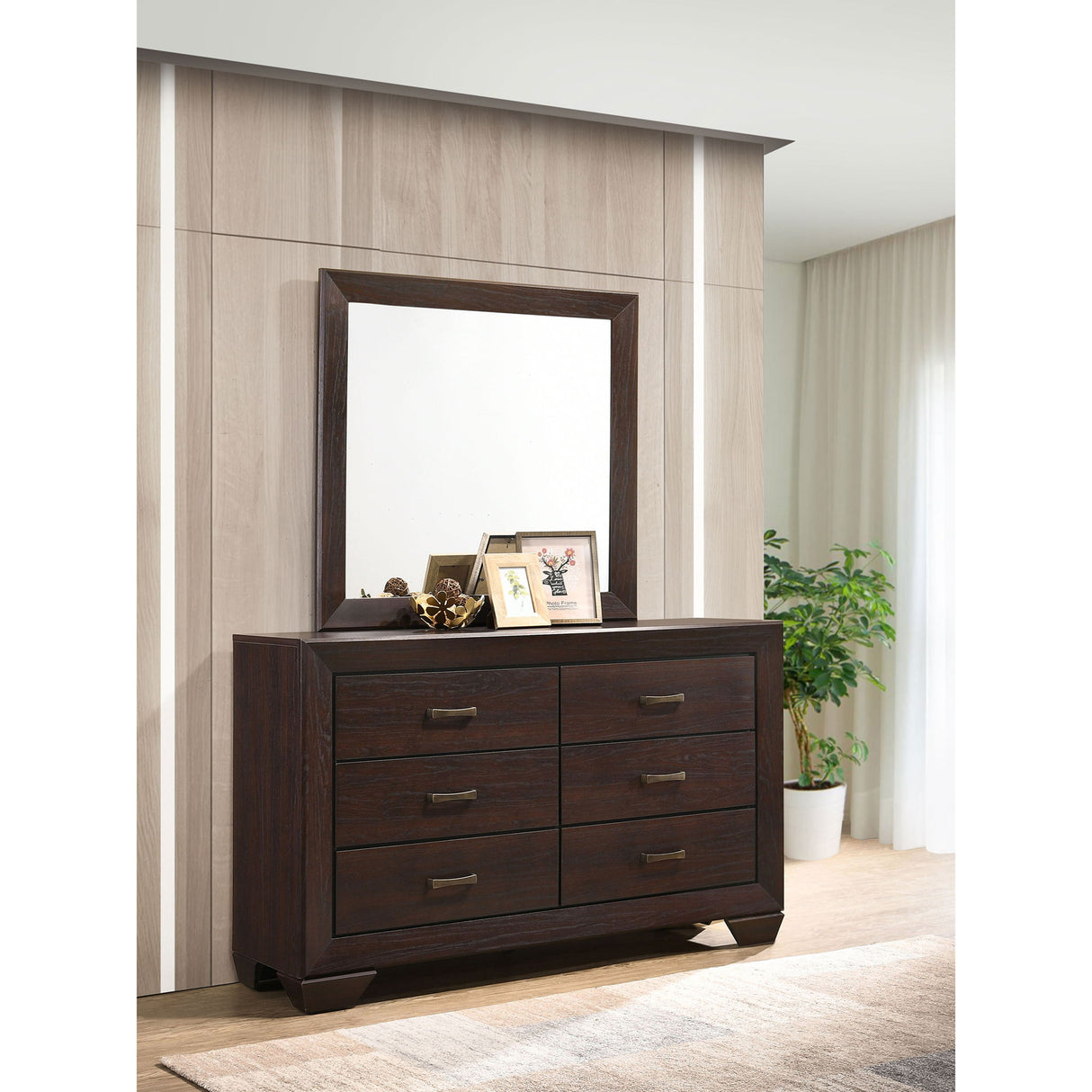 Holmgren - 6 Drawer Dresser With Mirror - Dark Coffee
