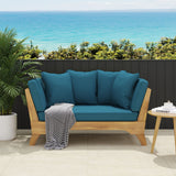 Outdoor Acacia Wood Expandable Daybed With Cushions