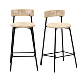 Boho Style Handwoven Paper Rope Counter Stools (Set of 2)