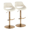 Fabrizzi - Adjustable Barstool With Swivel And Rounded T Footrest (Set of 2) - Gold Metal