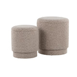Marla - Upholstered Ottoman (Set of 2) - Light Brown Fabric