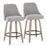 Studded - Marcel Fixed-Height Barstool (Set of 2) - Whitewashed Wood