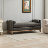 Elegant Upholstered Bench Daybed Ottoman With Bolster Pillows