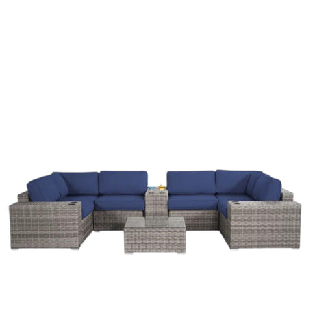 Modern Patio Rattan Sectional Set With Cushions