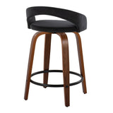 Grotto - 31" Upholstered Fixed-Height Counter Stool (Set of 2) - Walnut Wood Base