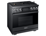 Dacor DOP36M96GLM/DA 36 inch professional gas range graphite stainless steel - angled view