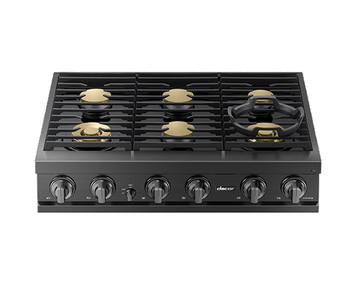 Dacor DTT36T960GM 36 Inch Gas Rangetop Graphite Stainless angled view