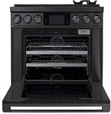 Dacor DOP36C86DLM/DA 36 inch dual fuel range graphite stainless steel - angled product photo