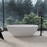 65.2" Freestanding Solid Surface Soaking Bathtub For Bathroom - Matte White