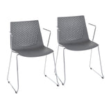 Matcha - Contemporary Chair (Set of 2) - Chrome And Gray