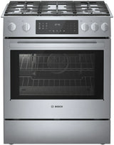 Bosch HGIP056UC Benchmark 30 inch stainless steel gas slide-in range front view