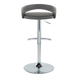 Grotto - Upholstered Adjustable Barstool - Chrome Metal Base