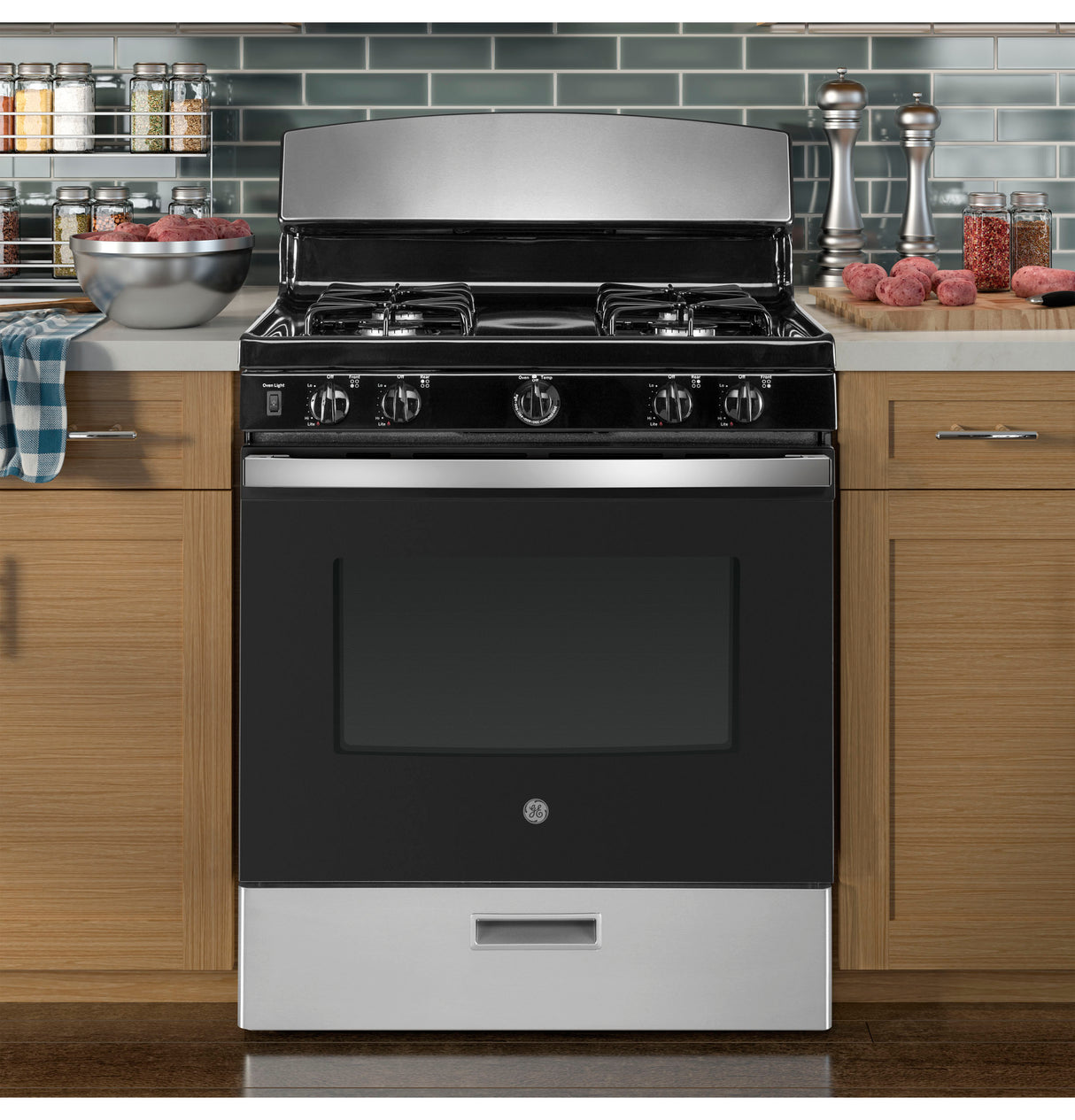 GE JGBS30RETSS - 30 in. 4.8 cu. ft. Gas Range with 4 Sealed Burners - Stainless Steel