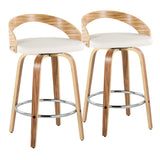 Grotto - 26" Fixed-Height Counter Stool (Set of 2) - White & Light Brown