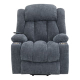 Omarion - Power Recliner With Lift, Heating & Massage - Blue Chenille