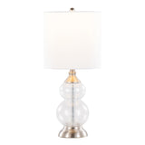 Belle - Contemporary Glass Accent Lamp (Set of 2) - Clear Wrinkle Glass, Brushed Nickel And White Linen Shade From Grandview Gallery