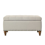 Upholstered Ottoman With Storage And Rivet Trim