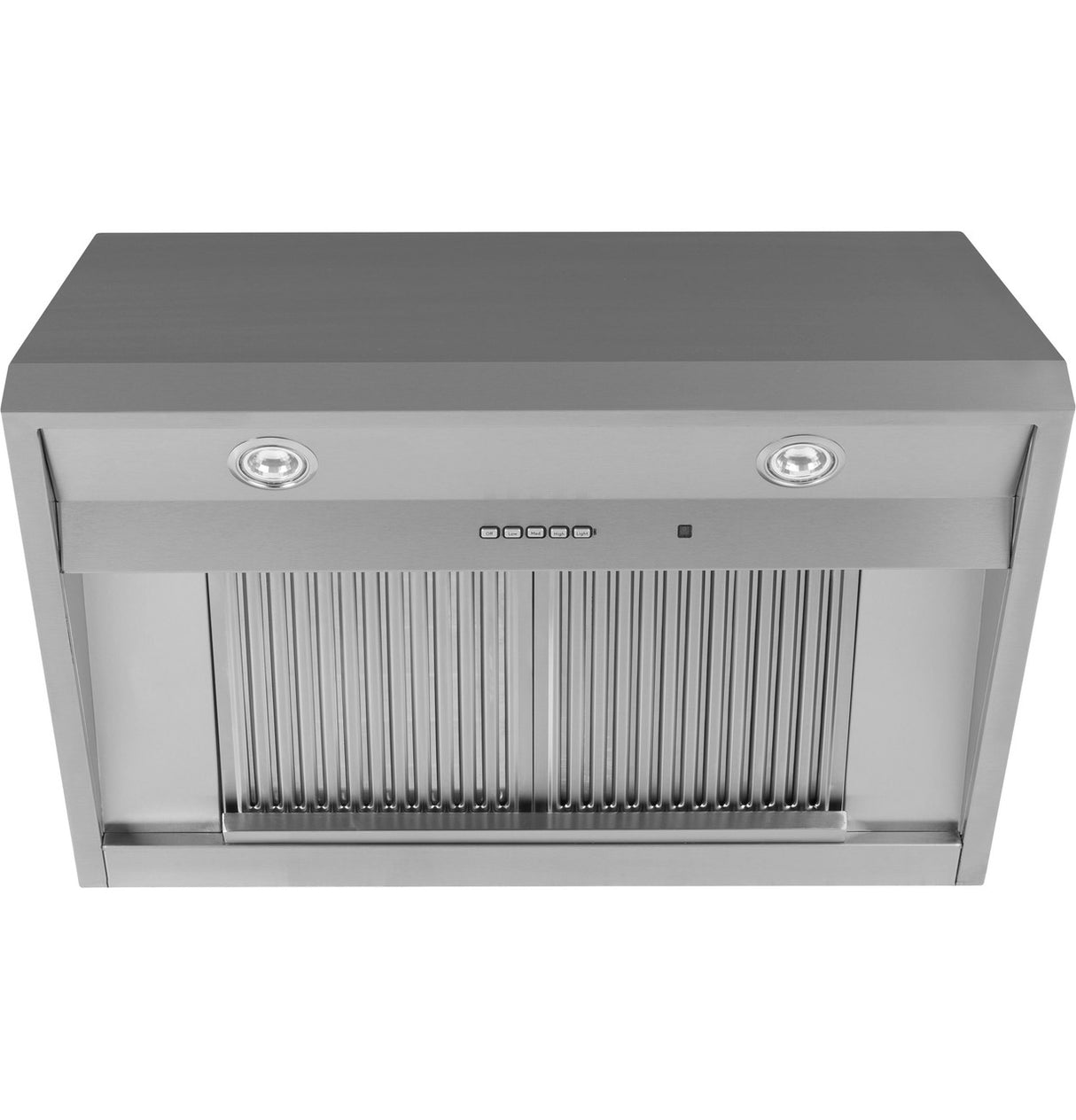 GE Profile UBW36YIEWSS range hood - angled view
