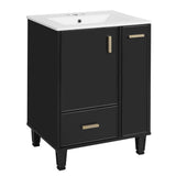 Bathroom Vanity With Sink, Deep Drawer, Door Shelf, 2 Tier Basket