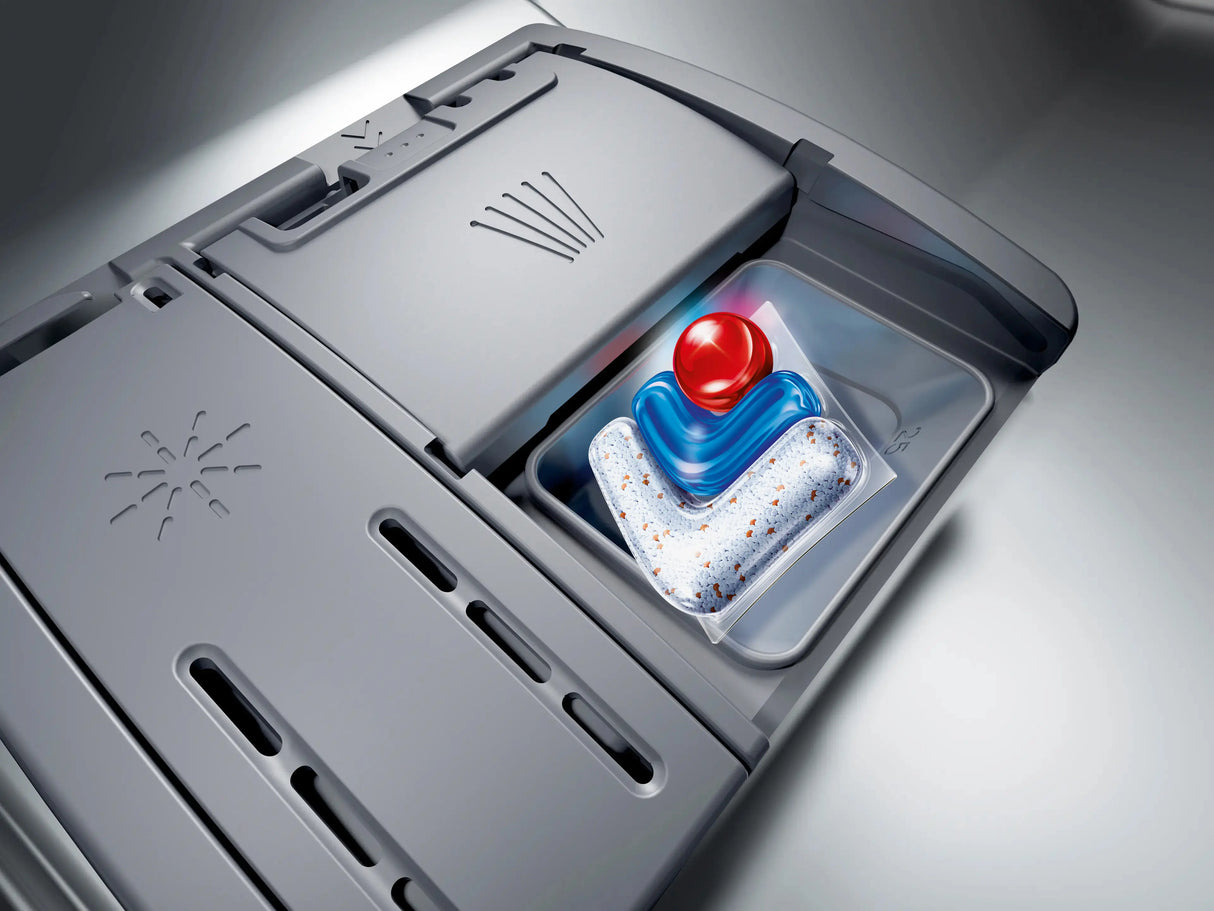 Bosch SHE43DM5N dishwasher detergent dispenser detail