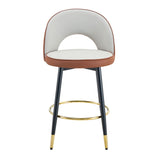 Upholstered Rotatable Bar Chair With Metal Legs For Dining Room
