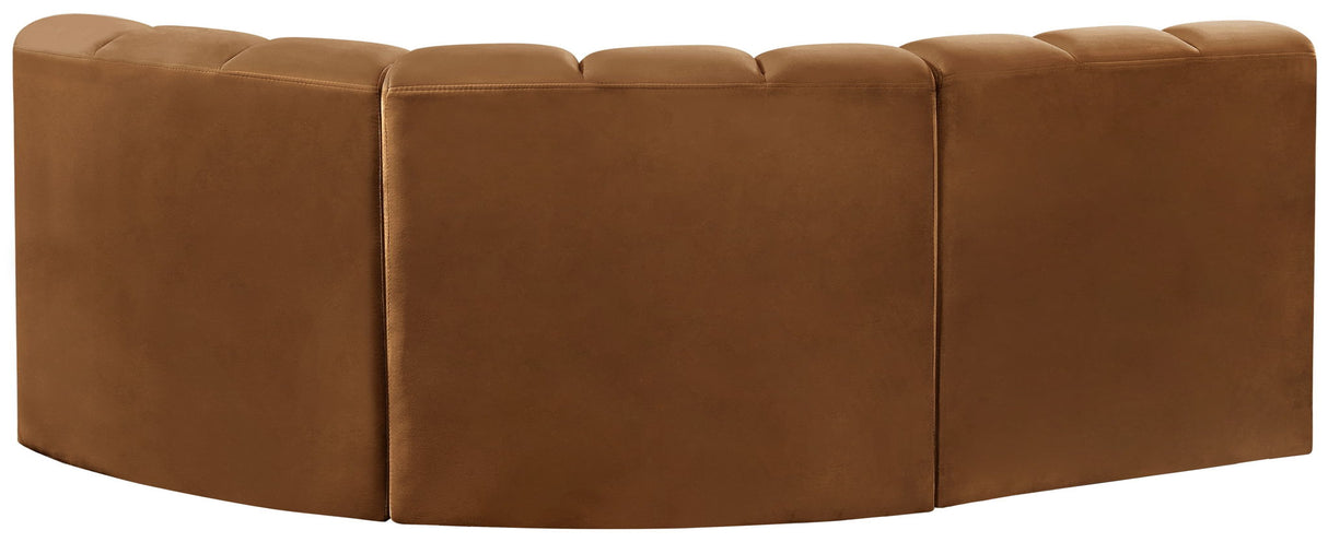 Arc - Velvet 3 Piece Sofa - Saddle