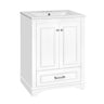 Bathroom Vanity With Ceramic Sink Combo, Modern Freestanding Storage Cabinet With Silver Handles