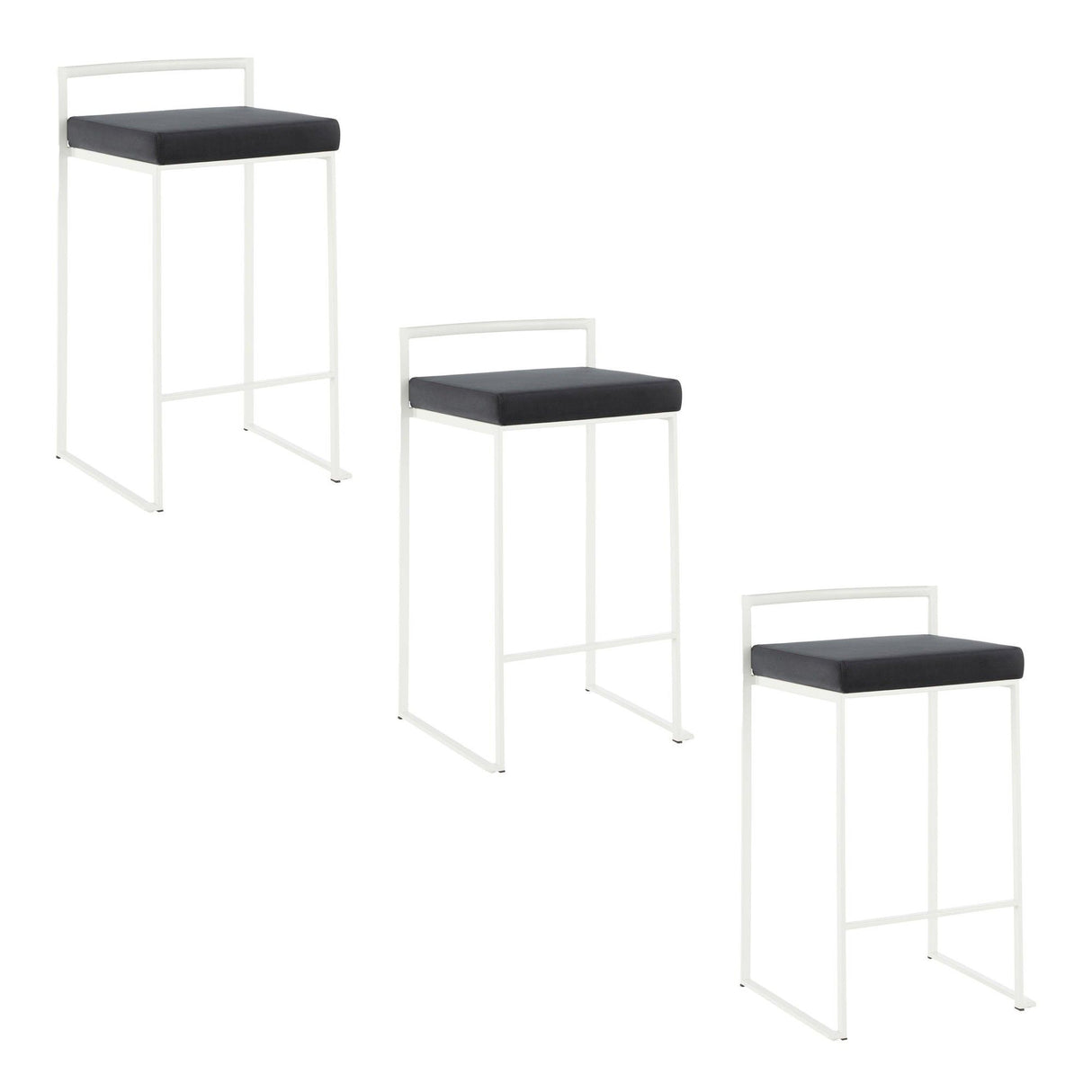 Fuji - Contemporary Stackable Counter Stool (Set of 2) - White Frame