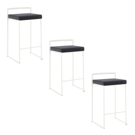 Fuji - Contemporary Stackable Counter Stool (Set of 2) - White Frame