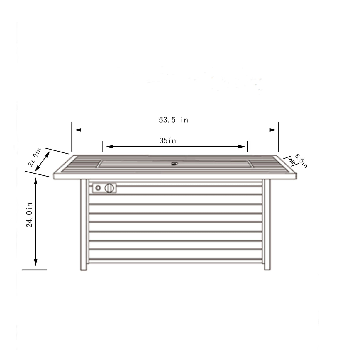 54" Propane Gas Fire Pit Table, 50000 Btu Rectangular Steel Fire Pit With Imitation Wood Grain For Outside Patio Deck Garden Courtyard - Light Beige
