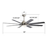 66" Low Profile Ceiling Fan With Dimmable LED Lights, 6 Speed Reversible DC Motor For Indoor - Brushed Nickel