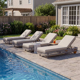 Outdoor Chaise Lounge & Wheels, 5 Position Adjustable Backrest
