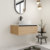 Wall Mounted Bathroom Vanity With Art Sink & 1 Soft Close Drawer