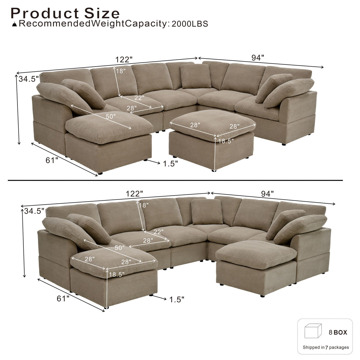 Modular Cloud Sofa, Freely Configurable Corner