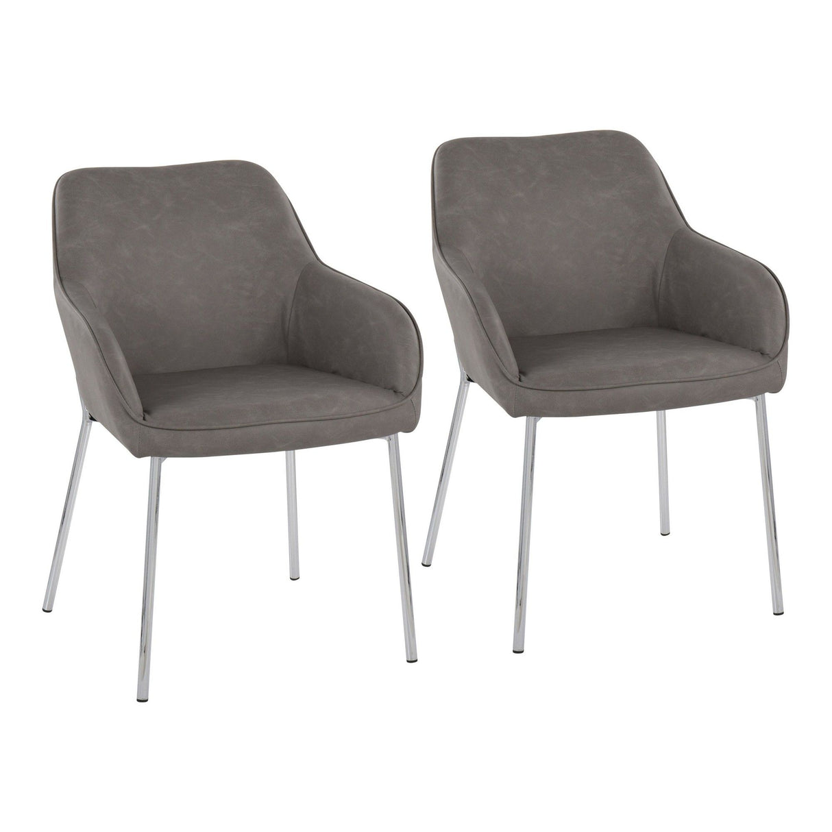 Daniella - Dining Chair (Set of 2) - Chrome Steel And Gray Faux Leather