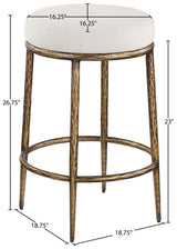 Ferro - Linen Textured Performance Fabric Upholstered Backless Counter Stool - Cream / Brushed Gold