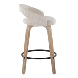 Grotto - Upholstered Fixed-Height Counter Stool (Set of 2) - Whitewashed Wood, Black Metal