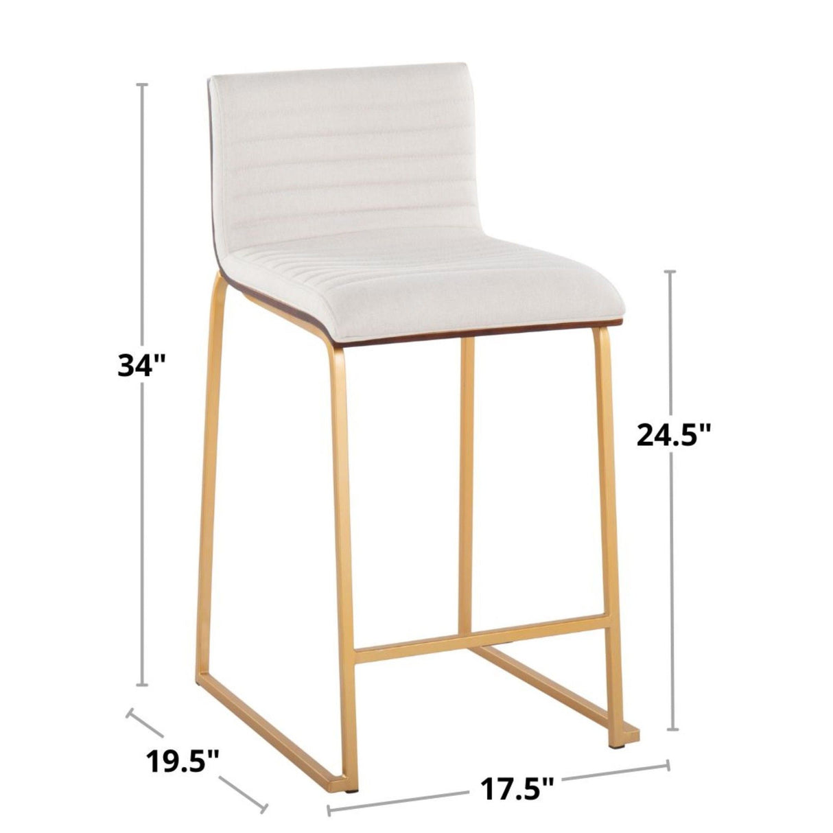 Mason Mara - 26" Fixed-Height Counter Stool (Set of 2) - Gold Legs