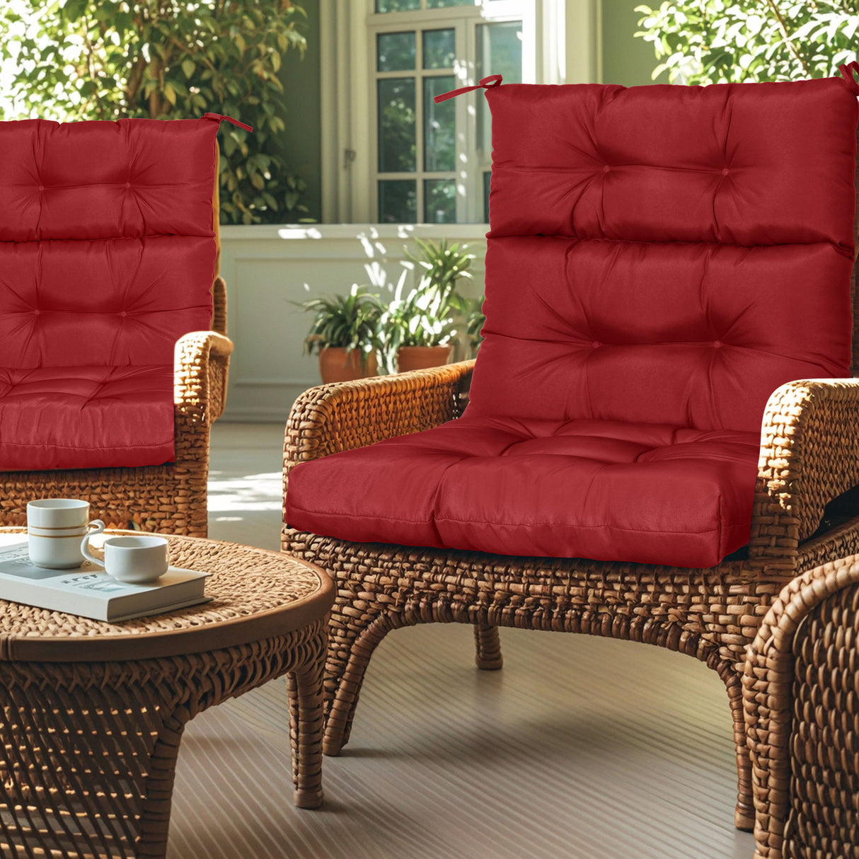 2 Piece High Back Patio Chair Cushion Set