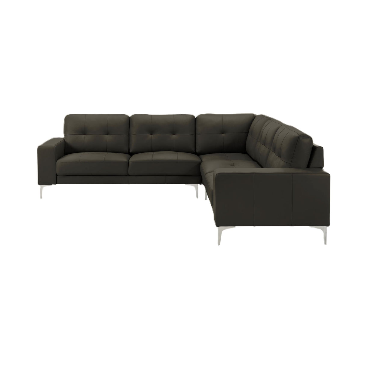 Pimentel - Leather Sectional Sofa With Tufted Back And Track Arms