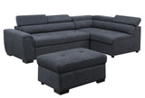 Haris - Sleeper Sofa Sectional With Adjustable Headrest And Storage Ottoman - Dark Gray