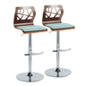 Folia - Adjustable Swivel Barstool (Set of 2) - Chrome Metal And Walnut Back