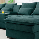 U Shaped Sofa With Console And Cupholders, 6 Seat