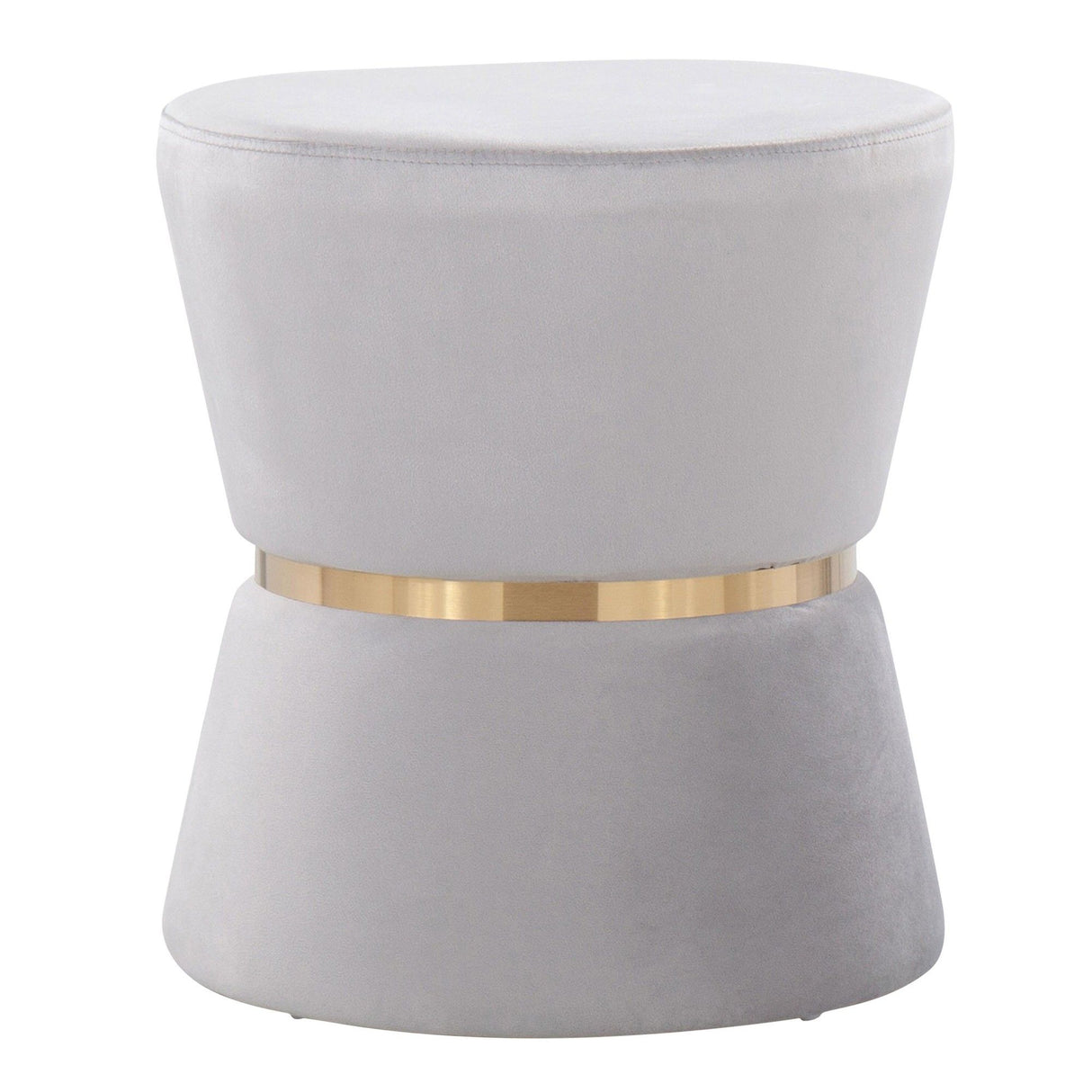 Gemma - Contemporary/Glam Ottoman - Silver Velvet And Gold Metal