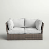 Modern Patio Wicker Loveseat With Cushions