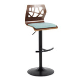 Folia - Adjustable Swivel Barstool (Set of 2) - Black Metal And Walnut Back
