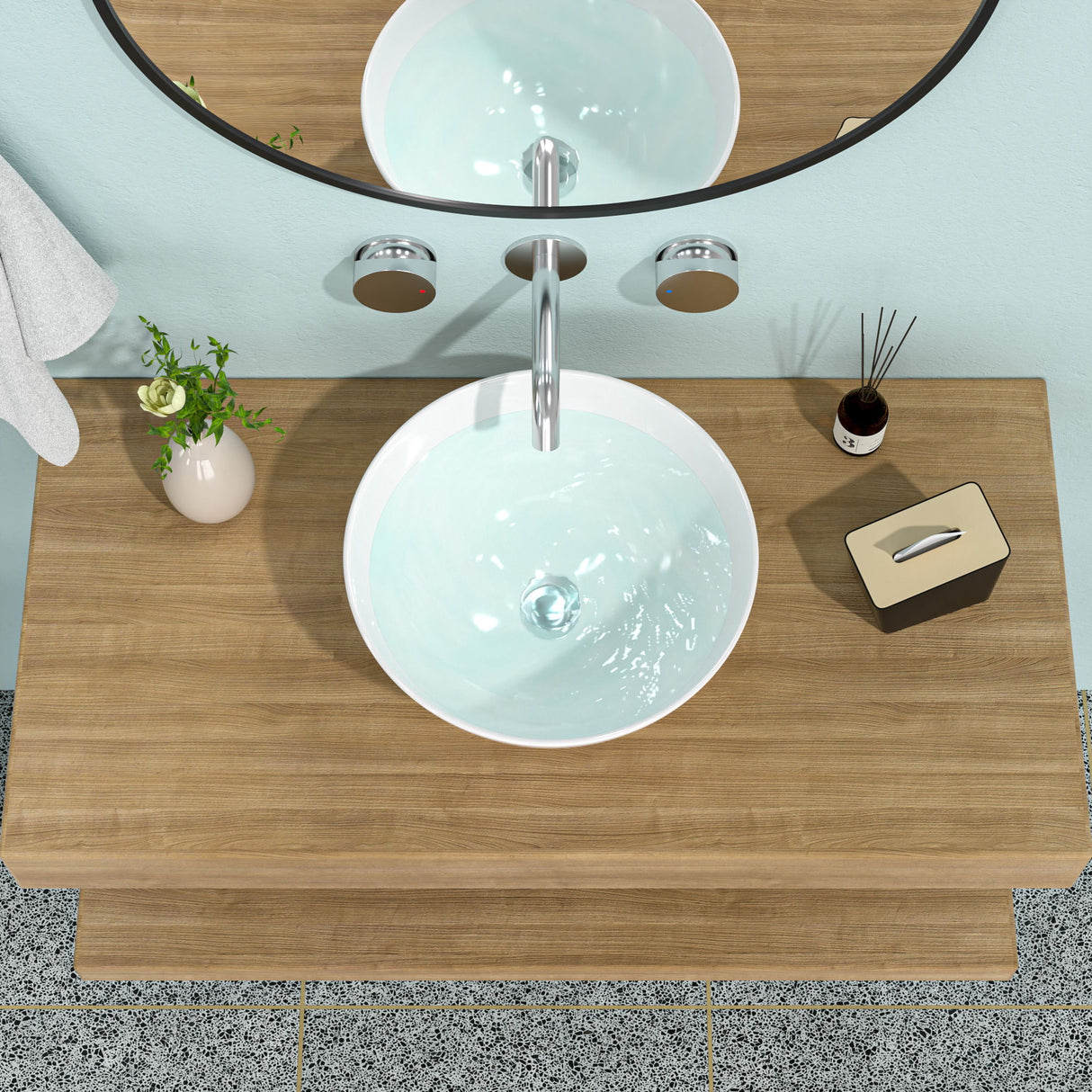 Modern Ceramic Circular Vessel Bathroom Sink