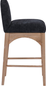 Waldorf - Chenille Stool With Natural Legs
