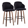 Dahlia - Fixed-Height Barstool (Set of 2) - Walnut Wood, Black Metal Footrest